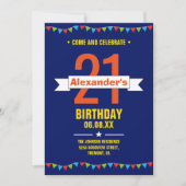 モダンカラフルタイポグラフィー21歳の誕生日パーティー 招待状 (正面)