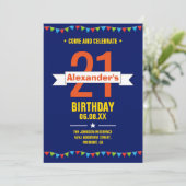 モダンカラフルタイポグラフィー21歳の誕生日パーティー 招待状 (スタンド正面)
