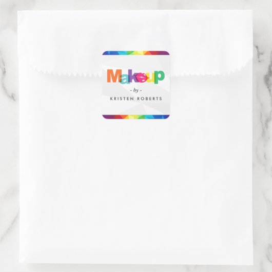 モダンカラフルタイポグラフィ唇メイクアップアーティスト スクエアシール (バッグ)