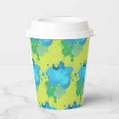 モダンカラフルターコイズペントボー絵を描ル(ばちゃばちゃ)跳ねる 紙コップ (裏面)