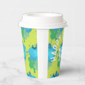 モダンカラフルターコイズペントボー絵を描ル(ばちゃばちゃ)跳ねる 紙コップ (右)