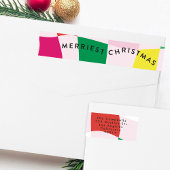 モダンカラフルタータンチェック差出人住所 ラップアラウンドラベル