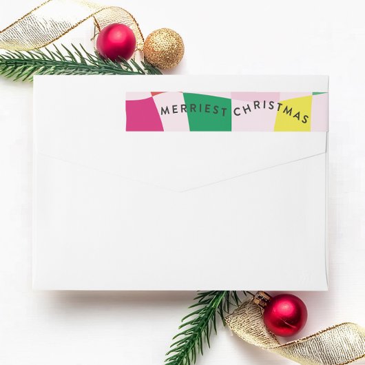 モダンカラフルタータンチェック差出人住所 ラップアラウンドラベル