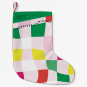 モダンカラフルタータンチェック スモールクリスマスストッキング (正面)