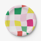 モダンカラフルタータンチェック ペーパープレート (正面)