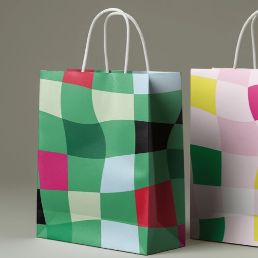 モダンカラフルタータンチェック ミディアムペーパーバッグ
