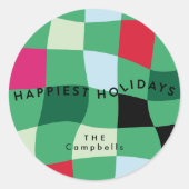 モダンカラフルタータンチェック ラウンドシール (正面)