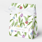 モダンカラフルチューリップフラワーサンキューパーティー フェイバーボックス (正面サイド)