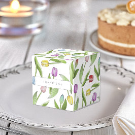 モダンカラフルチューリップフラワーサンキューパーティー フェイバーボックス