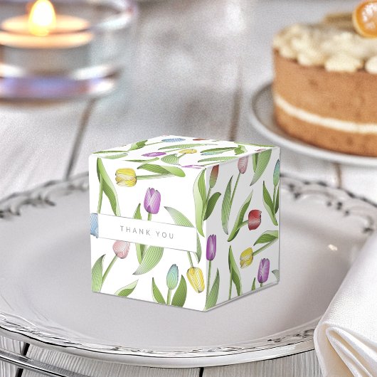 モダンカラフルチューリップフラワーサンキューパーティー フェイバーボックス