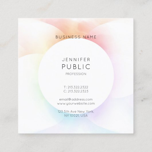 モダンカラフルテンプレートエレガントトレンディー スクエア名刺 (裏面)