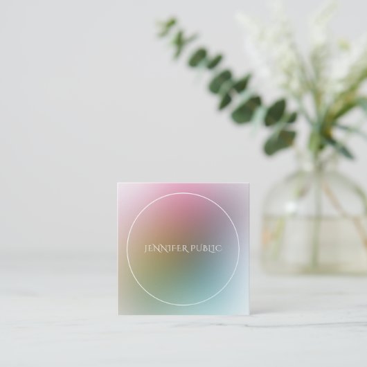 モダンカラフルテンプレートエレガントプロフェッショナル スクエア名刺 (スタンド正面)