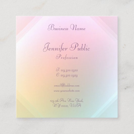 モダンカラフルテンプレート書道台本シック スクエア名刺 (裏面)