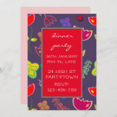 モダンカラフルテーマパターンデザインパーティーテーマ 招待状 (正面/裏面)