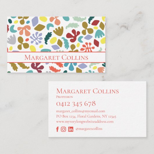 モダンカラフルデザイン名前をカスタムする 名刺 (正面/裏面)