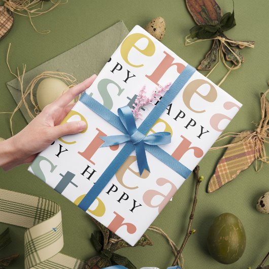 モダンカラフルハッピーイースター ラッピングペーパー