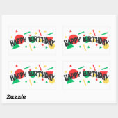 モダンカラフルハッピーバースデー広場 長方形シール (シート)