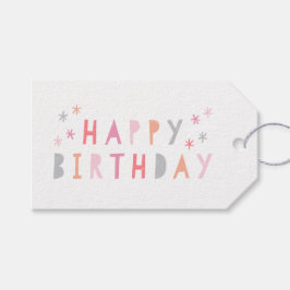 モダンカラフルハッピーバースデー ギフトタグ