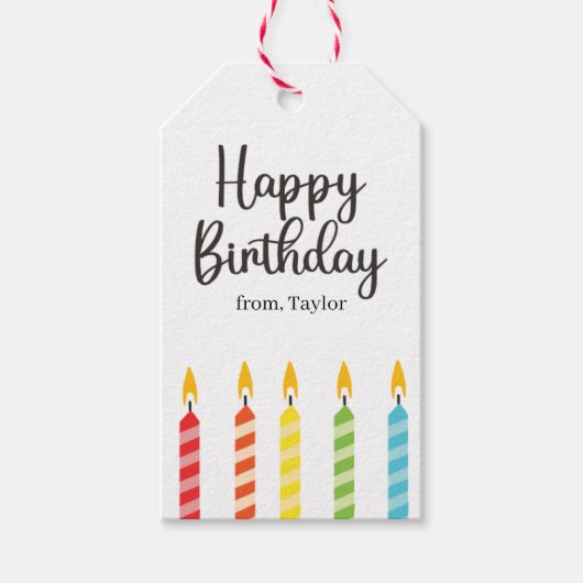 モダンカラフルハッピーバースデー ギフトタグ (正面)