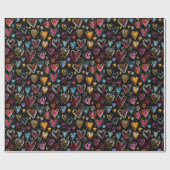 モダンカラフルハートパターン ラッピングペーパー (フラット)