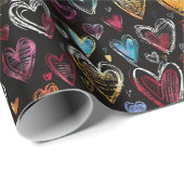 モダンカラフルハートパターン ラッピングペーパー (ロールコーナー)