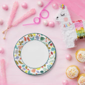 モダンカラフルパターン（の模様が）あるオーガニックグリ縁どン ペーパープレート (パーティー)