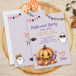 モダンカラフルパンプキンキャンディキッズハロウィンパーティー 招待状