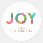 モダンカラフルパーソナライズされたクリスマス ラウンドシール (正面)