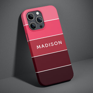 モダンカラフルピンクカラーブロック オーダーメイドネーム iPhone 12 PROケース