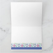 モダンカラフルピンクグリーンターコイズ点花 サンキューカード (内部)