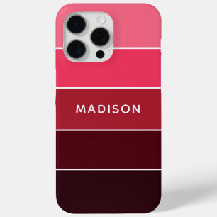 モダンカラフルピンク色のパーソナライズされたブロック名 iPhone 15 PRO MAXケース