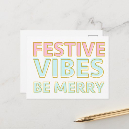 モダンカラフルフェスティバルビーズビーメリーハガキ シーズンポストカード (正面/裏面インサイチュ)