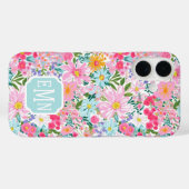 モダンカラフルフラワーガーデンのモノグラム Case-Mate iPhoneケース (裏面 (横))