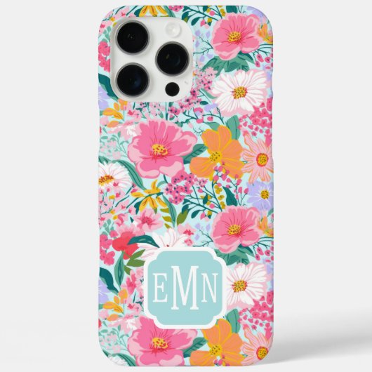 モダンカラフルフラワーガーデンモノグラム Case-Mate iPhoneケース (裏面)