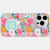 モダンカラフルフラワーガーデンモノグラム Case-Mate iPhoneケース (裏面 (横))