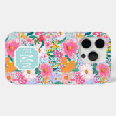 モダンカラフルフラワーガーデンモノグラム Case-Mate iPhoneケース (裏面 (横))