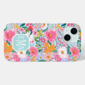 モダンカラフルフラワーガーデンモノグラム Case-Mate iPhoneケース (裏面 (横))