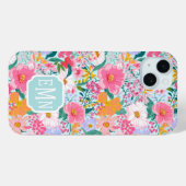 モダンカラフルフラワーガーデンモノグラム Case-Mate iPhoneケース (裏面 (横))