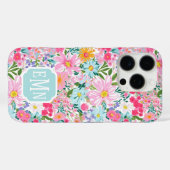 モダンカラフルフラワーガーデン モノグラム Case-Mate iPhoneケース (裏面 (横))