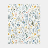 モダンカラフルフローラガーデンワイルドフラワー子供部屋 フリースブランケット (正面)