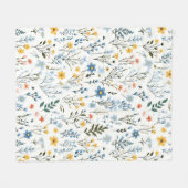 モダンカラフルフローラガーデンワイルドフラワー子供部屋 フリースブランケット (正面(横))