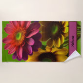 モダンカラフルフローラデイジー ビーチタオル (正面)