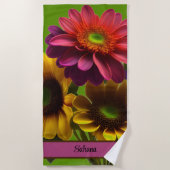 モダンカラフルフローラデイジー ビーチタオル (正面)