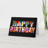 モダンカラフルフローラハッピーバースデー カード (正面)