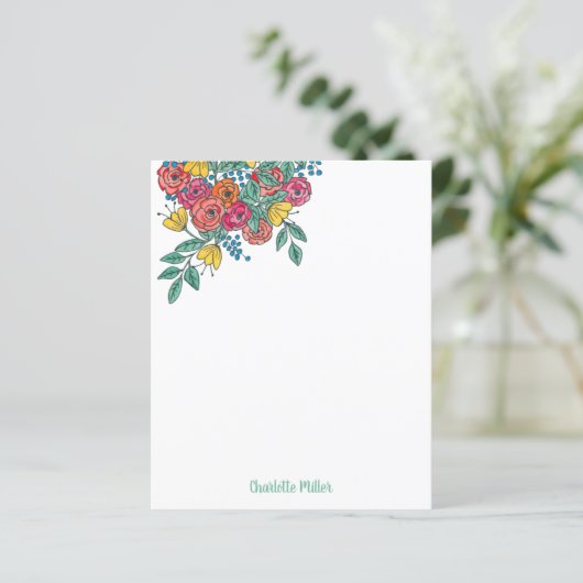 モダンカラフルフローラパーソナライズされた文具 (スタンド正面)