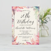 モダンカラフルフローラフレーム50誕生日 招待状 (スタンド正面)
