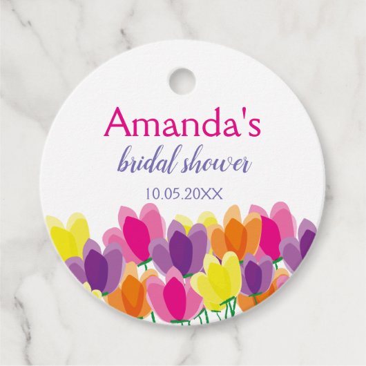 モダンカラフルフローラブライダルシャワー フェイバータグ (正面)