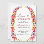 モダンカラフルフローララブイン開花ブライダルシャワー 招待状 (正面)