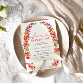 モダンカラフルフローララブイン開花ブライダルシャワー 招待状