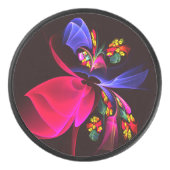 モダンカラフルフローラ抽象芸術のパターン#06 アイスホッケーパック (正面)